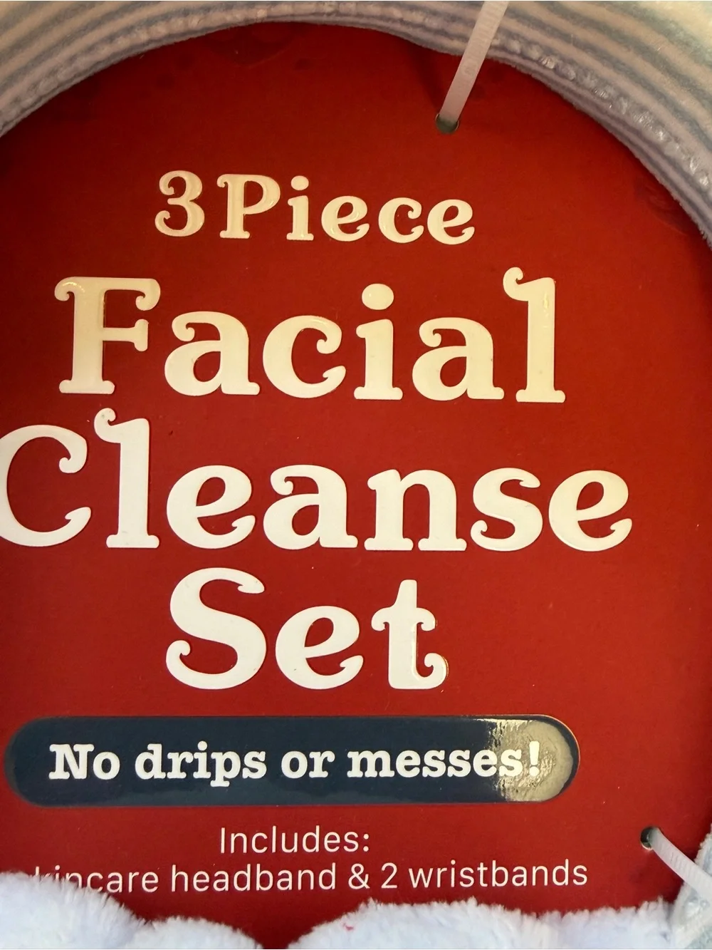 NWT 3-Piece Facial Cleanse Set w fun Red Crabs on wristbands 🦀 & stripe headband